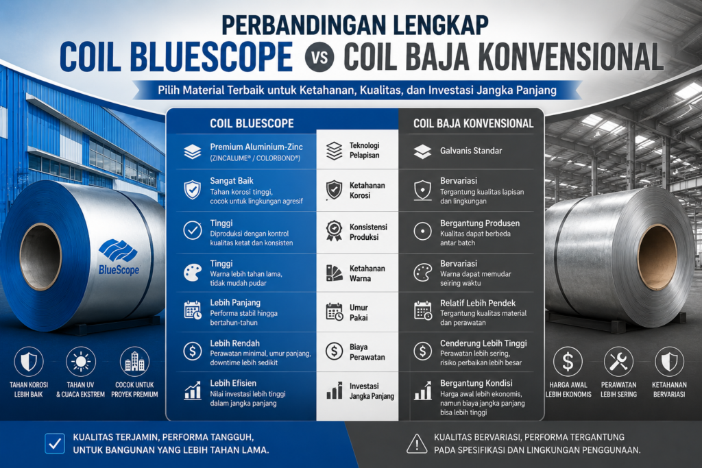 abel Perbandingan Coil BlueScope vs Coil Baja Konvensional